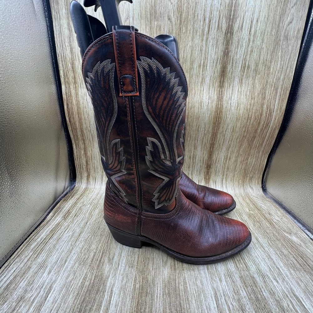 Laredo Lizard Print Boots Men's 8 EW Western Cowboy‎ Boots Leather Shoes 68082